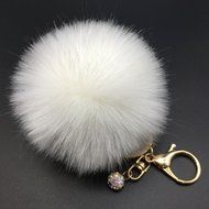 AutumnFall&reg; Fluffy Faux Rabbit Fur Ball Charm Car Keychain Handbag Key Ring (# 12) N2