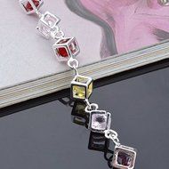 1pc HOT Women's Fancy Silver Plated Colorful Rainbow Rhinestone Bangle Bracelet