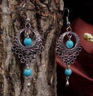 Fashion Turquoise Silver Hippie Bohemian Ethnic Boho Tribal Dance Gypsy Earrings