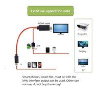 Eriotpy 6.5 Feet / 2 Meter Long MHL Micro USB to HDMI 1080P HDTV 11 Pin Audio Video Mirroring Adapter Cable Cord