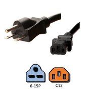 NEMA 6-15P to C13 Power Cord - 6 Foot, 15A/250V, 14/3 AWG - Iron Box # IBX-4933-06M