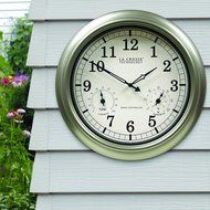 La Crosse Technology WT-3181PL Atomic Outdoor Clock with Temperature &amp; Humidity-18 inch N3