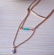 Lady New Design Boho Hamsa Fatima Hand Evil Eye Bead Turquoise Pendant Necklace N2