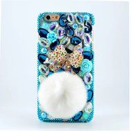 Iphone 7 Plus 5.5inch Bling Rose Gems Smartphone Cover,Yaheeda Rose Fur Ball Design 3D Handmade Rhinetstone Phone... N2