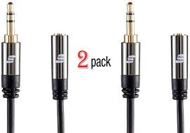 Sinseader Two Pack 6.6ft Gold Plated 3.5mm Stereo Audio Male to Female Extension Cable (KST02MF-6.6FT2) N2