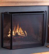 Classic Tri-Fold Flat-Guard Fire Screen, in Black