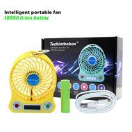 TechIntheBox LED display Portable Fan 4-inch 3 Speeds Mini USB Rechargeable Fan with LED Light Powered By Electric-powered... N6