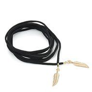 Vintage Lady Jewelry Gothic Black Velvet Choker Long Chain Leaf Pendant Necklace