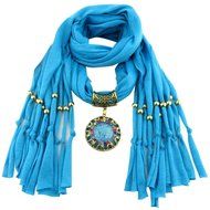 AutumnFall Women Girl Pendant Scarf With Tassel Rhinestone Necklace Scarves (U) N2