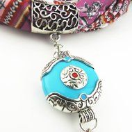 AutumnFall Women Girl Pendant Scarf With Tassel Rhinestone Necklace Scarves (U) N4