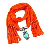 AutumnFall Women Girl Pendant Scarf With Tassel Rhinestone Necklace Scarves (U) N7