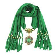 AutumnFall Women Girl Pendant Scarf With Tassel Rhinestone Necklace Scarves (U) N8