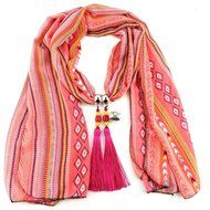 AutumnFall Women Girl Pendant Scarf With Tassel Rhinestone Necklace Scarves (U) N9