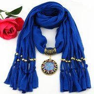AutumnFall Women Girl Pendant Scarf With Tassel Rhinestone Necklace Scarves (U) N11