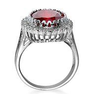 Fashion Jewelry 925 Solid Silver Oval Cut Ruby Halo Statement Rings Wedding (8)