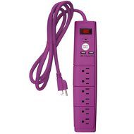 Office + Style 6 Outlet Surge Protector with Dual USB Ports and 6 Ft Cord, Green N2