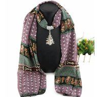 AutumnFall Women Girl Pendant Scarf With Tassel Rhinestone Necklace Scarves (U) N13