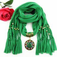 AutumnFall Women Girl Pendant Scarf With Tassel Rhinestone Necklace Scarves (U) N16