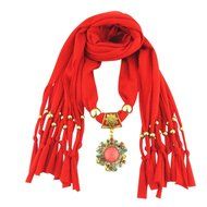 AutumnFall Women Girl Pendant Scarf With Tassel Rhinestone Necklace Scarves (U) N20