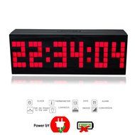 T Tocas Large Big Number LED Snooze Wall Desk Alarm Clock Thermometer Date Display (Blue) N10