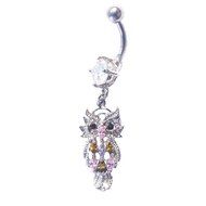 Dedegui Silver Bar Owl 14g Belly Button Navel Ring Body Piercing Jewelry