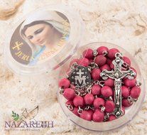Rose Smell Rosary Petal Red Carved Beads Miraculous Medal &amp; Cross Jerusalem