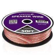 Fosmon [12 Gauge | 50ft] AWG Copper-Clad Aluminum (CCA) Speaker Wire with Red Polarity Mark N8