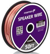 Fosmon [12 Gauge | 50ft] AWG Copper-Clad Aluminum (CCA) Speaker Wire with Red Polarity Mark N9