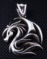 Men's Pendant Dragon Wolf Tattoo .925 Sterling Silver Harley Biker Davidson