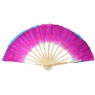 Dual Color Silk Bamboo Folk Dance Fan Chinese Handmade Belly Dancing Fans