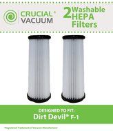 2 Dirt Devil F1 HEPA Filters; Long-Life WASHABLE, REUSABLE and HEPA Filtration, Compare With Dirt Devil Part #...