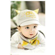 KAKA(TM) Babys Girls Boys Lovely Spring Summer Hat Cute Peaked Cap with Scarf Beige