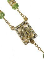 Golden Car Rearview Mirror Rosary Green Crystals Beads &amp; Zircons Cross Jerusalem N4