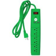 Office + Style 6 Outlet Surge Protector with Dual USB Ports and 6 Ft Cord, Green N3