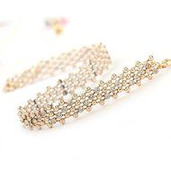 Charm Gold Choker Collar Beads Rhinestone Crystal Pendant Chain Necklace Jewelry