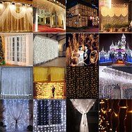 300 Leds Fairy String Icicle Led Curtain Light 300 Bulbs Xmas Christmas Wedding Garden Party Decor 220V 3M3M 12Strands-White...