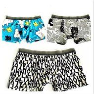 KAKA(TM) Men's Boxer Underwear Cartoon Pattern Breathable Absorbent Briefs 3-Pcs Set-(24-29inch/40-55kg)-L N7
