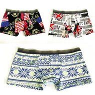 KAKA(TM) Men's Boxer Underwear Cartoon Pattern Breathable Absorbent Briefs 3-Pcs Set-(24-29inch/40-55kg)-L N8