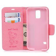 Galaxy S5 Case,Samsung Galaxy S5 Case (I9600) - Wallet Flip Stand Case Embossed Cute Bear PU Leather Case Shockproof... N3