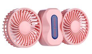 Coomoors Couples Mini Fan Dual Head Portable USB Rechargeable Personal Fan Quiet Operation Desktop Fan with LED...