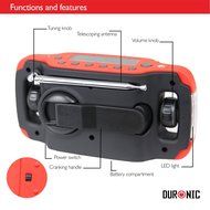 Duronic Apex Digital Display Hand Crank Self-powered Solar Powered AM/FM Radio with Alarm Clock Torch &amp; Phone... N5