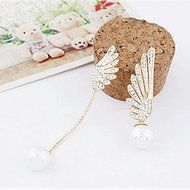 1 Pair Women Elegant Wings Rhinestone Ear Stud Gold Dangle Earrings Jewelry NEW N2