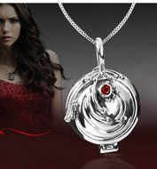 INGLY Sterling Silver Vampire Diary Elena Vervain Necklace Pendant Cosplay Equipment (Silver) N2