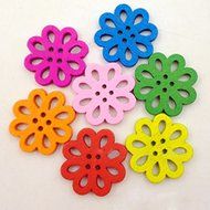 MuLuo 50pcs/Pack 20mm Color Buttons Button Four Buckle Chrysanthemum Nursery Creative Handmade DIY Chrysanthemum N6
