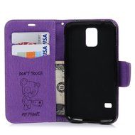 Galaxy S5 Case,Samsung Galaxy S5 Case (I9600) - Wallet Flip Stand Case Embossed Cute Bear PU Leather Case Shockproof... N9