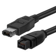 Cmple - 9 PIN/ 6PIN BILINGUAL FireWire 800 - FireWire 400 Cable -15FT, Black N4