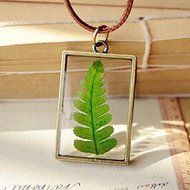 Real Plant Jewelry Resin Glass Necklace Botanical Pressed Flower Pendant Gift