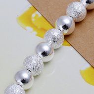 New Women 925 Sterling Silver Plated Bead Chain Bracelet Necklace Jewelry Set N2