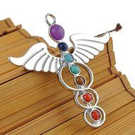 Natural 7 Gemstone Beads Reiki Chakra Healing Point Pendant For Necklace Gift N2