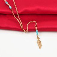 Vintage Boho Ethnic Style Jewelry Hollow Feather Pendant Lady Chain Necklace NEW